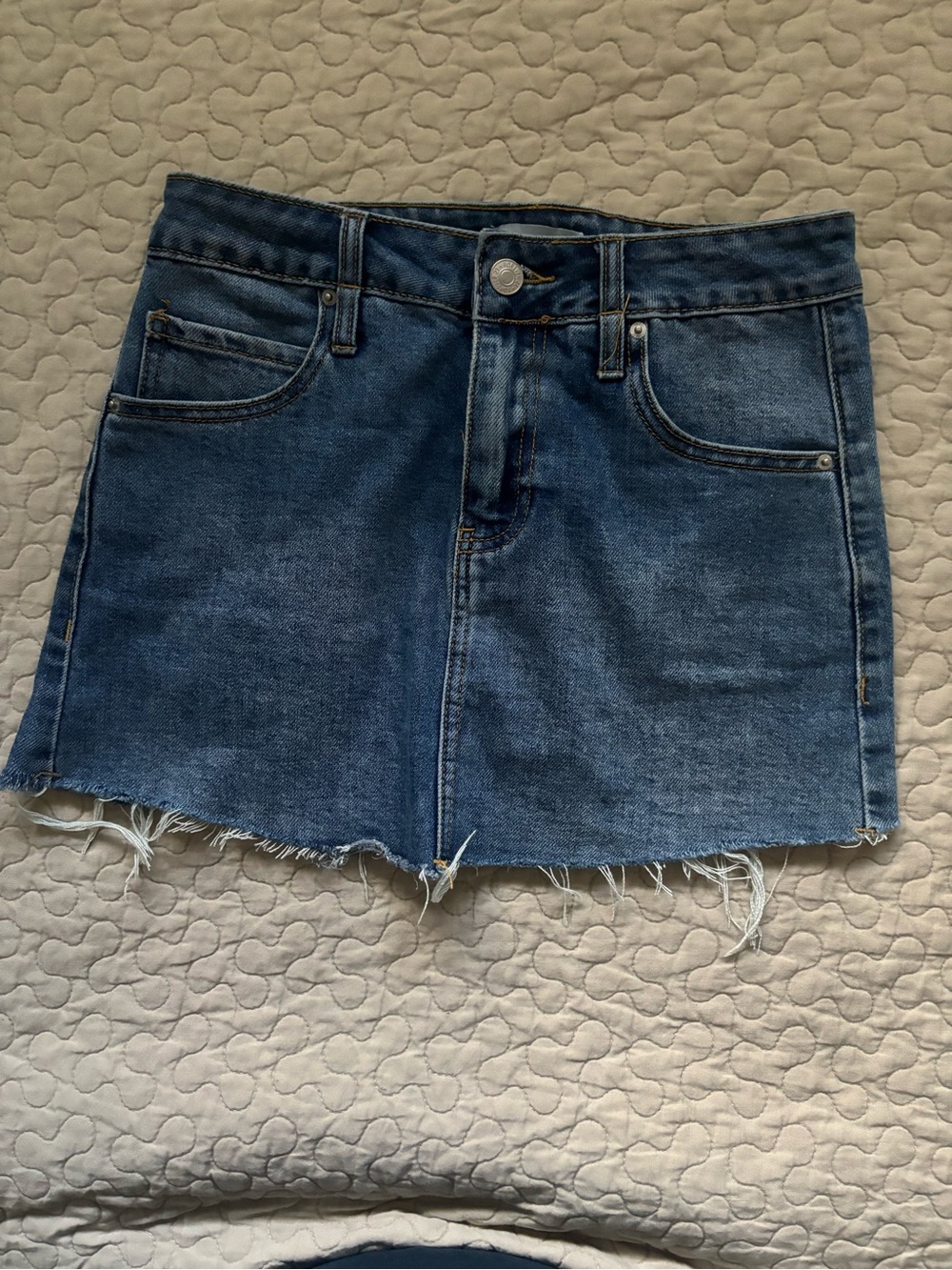 Forever 21 Blue Denim Mini Skirt - Frayed Hem